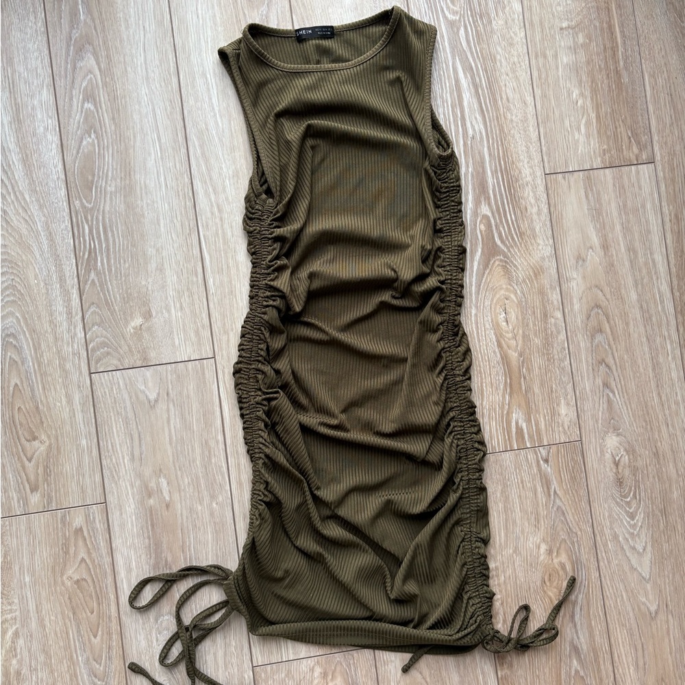 SHEIN olive green Ribbed maxi dress